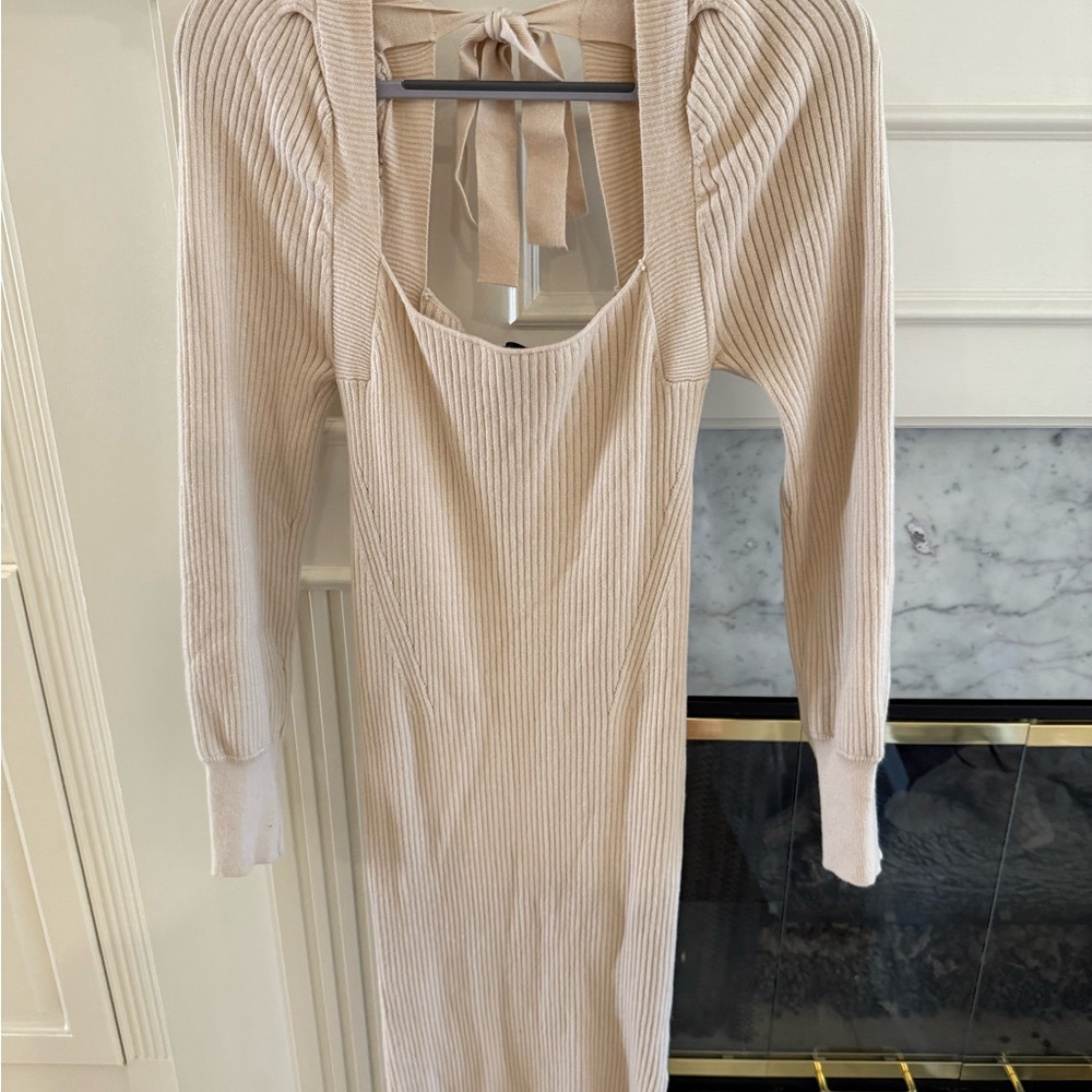 House of Harlow 1960 Cream Backless Knit Dress